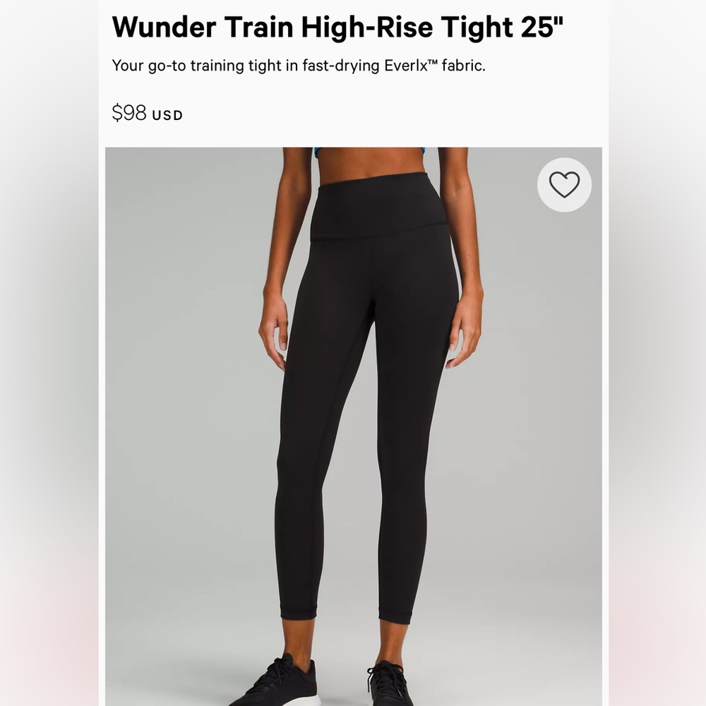 Lululemon Wunder Train High Rise Tight 25” Black Size 8